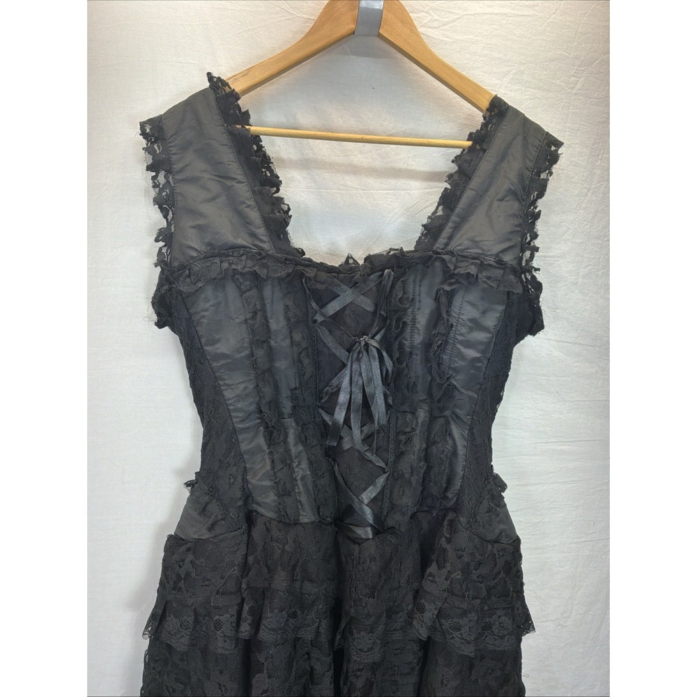 Burleska Gothic Victorian Witchy Cabaret RenFair Black Lace Corset Dress Sz 34 - Picture 4 of 16